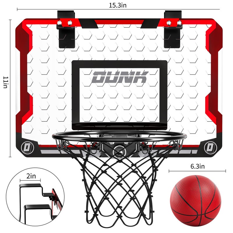 TEMI Basketball Hoop Indoor, Mini Basketball Hoop with 4 Balls, Over The Door Basketball Hoop for Kids and Adults, Basketball Toys for Boys Girls Age 3 4 5 6 7 8 9 10 11 12 - Kids & Teens Gift Ideas - Image 2