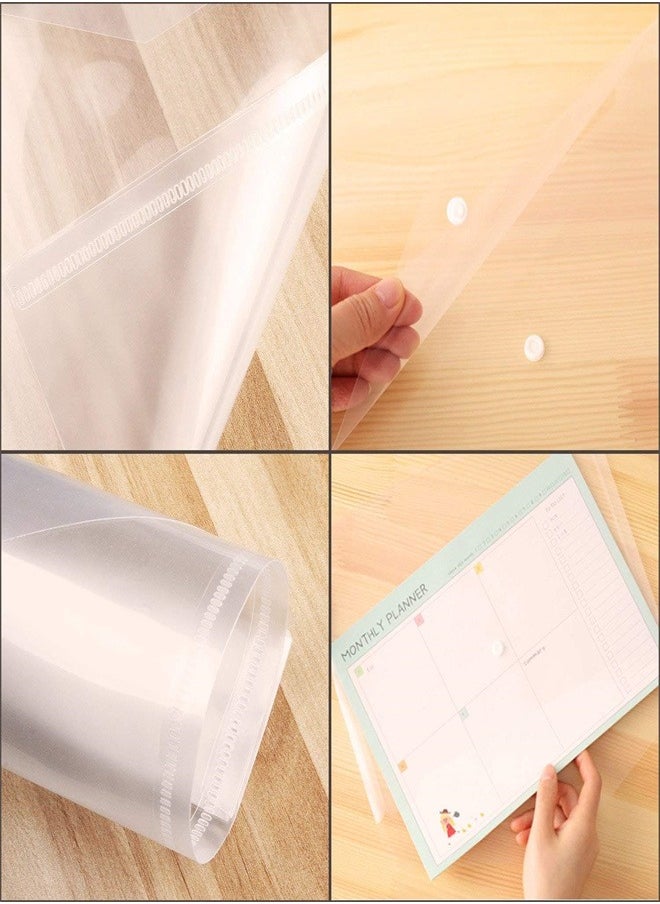 Generic Clear Plastic Envelopes, 7Pcs A4 Letter Size Document Envelopes File Bag Filing Envelopes with Button Snap Closure, Plastic Folders for Office School Work Organization  - Image 3