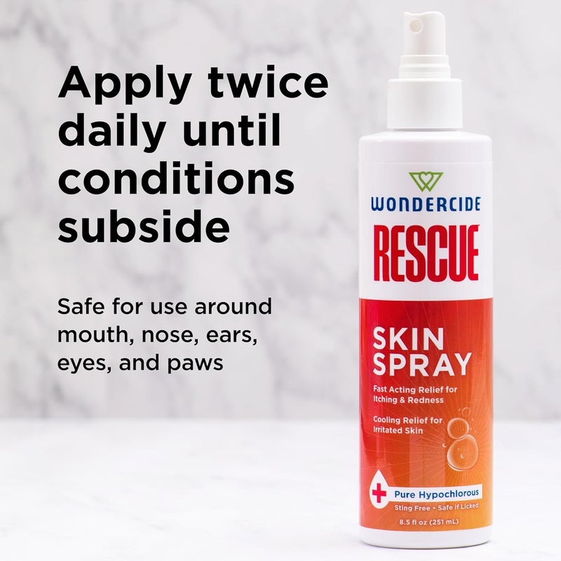 wondercide Rescue - Skin Spray for Pets - Allergy Care, Rash, Redness, and Itch Relief for Dogs and Cats with Pure Hypochlorous - 8.5 oz - Image 3