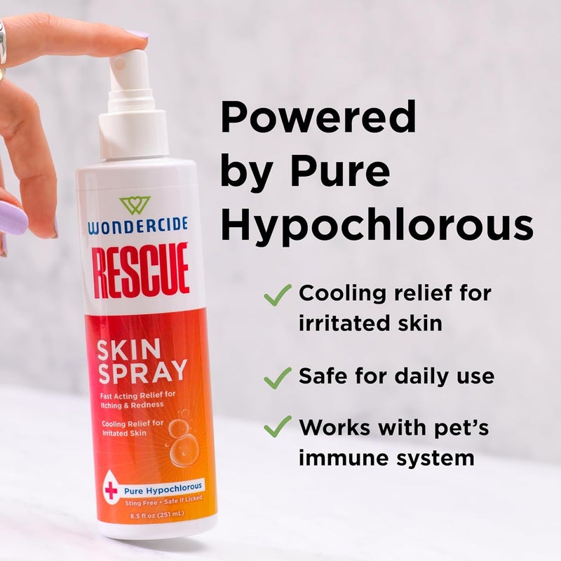 wondercide Rescue - Skin Spray for Pets - Allergy Care, Rash, Redness, and Itch Relief for Dogs and Cats with Pure Hypochlorous - 8.5 oz - Image 5