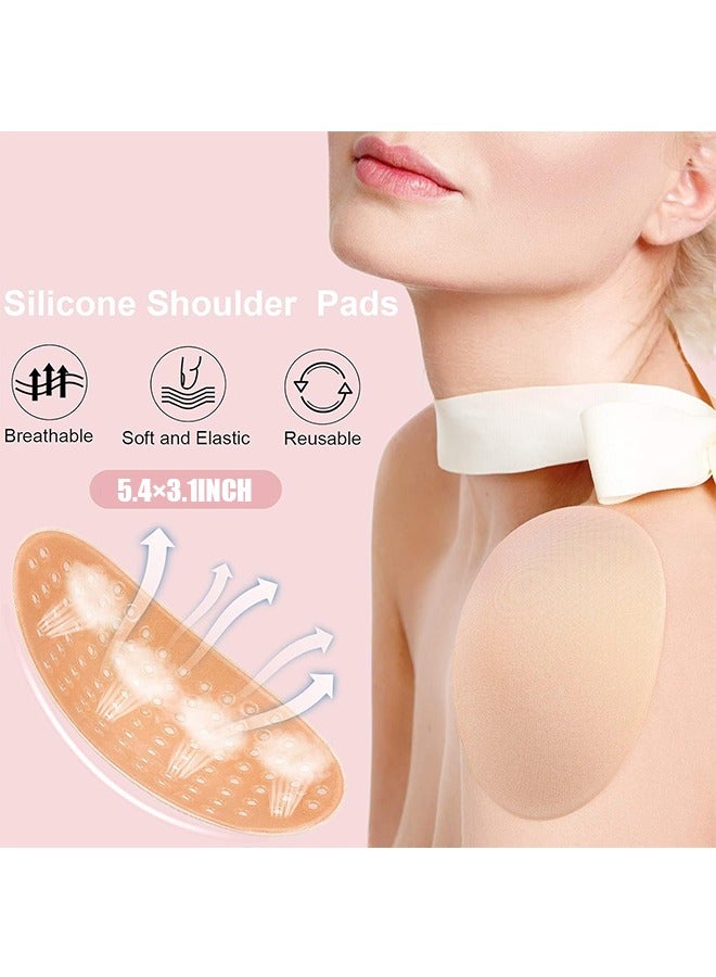 2 Pairs Shoulder Pads Sponge Soft Non slip Self Adhesive Invisible Brace Pads Right Angle Beauty Width Enhancer for Women Men's Suit Jacket Support (Skin Color+Black) - Image 2
