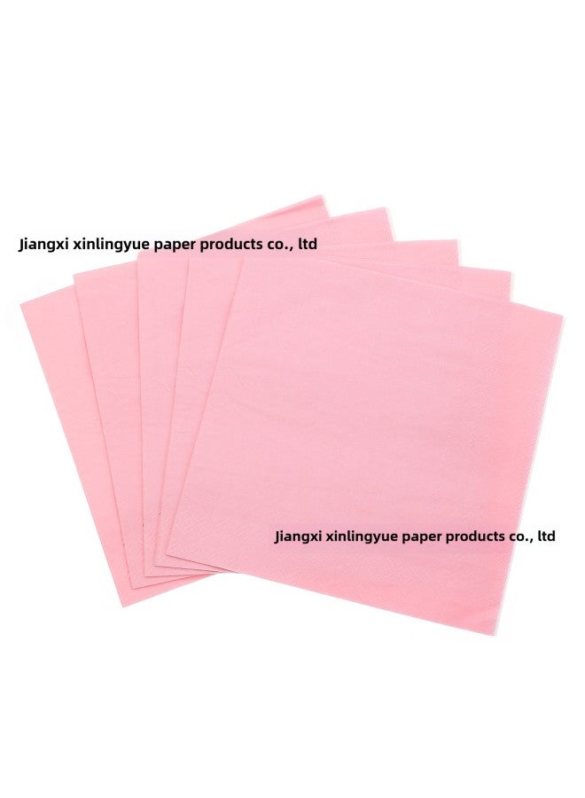 Ready-made Various Types Of Paper Towels Can Be Produced And Can Be Used With Printed Napkins, Rectangular Square Paper Towels-Color:33*33 Paper Towel-pink  - Image 1