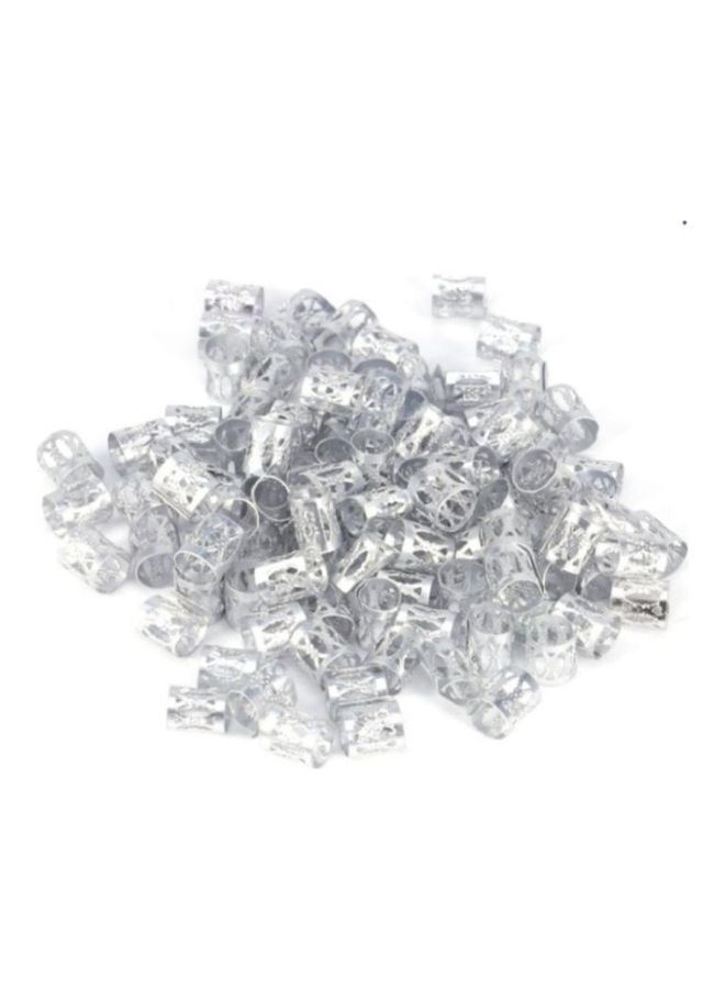 NIBEMINENT 3-Piece Dreadlocks Aluminum Rice Beads Hair Accessories Silver - Image 2