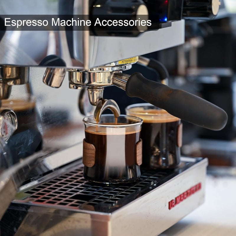 PARACITY طقم أكواب إسبريسو من 2 مع حلقة خشبية، 8 أونصات زجاج إسبريسو عالي البورسليكات، أكواب إسبريسو صغيرة شفافة، ملحقات إسبريسو - Image 5