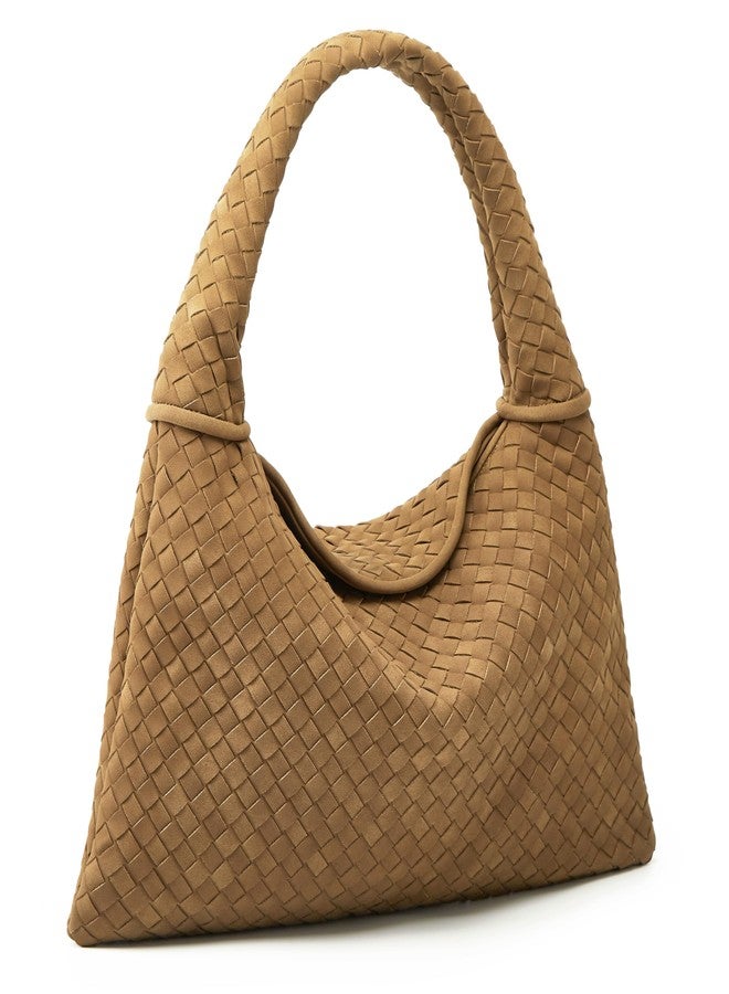 Molodo Suede Woven Hobo Bags Purses for Women Woven Leather Bag Vintage Tote Bag Retro Handbag Satchel 2025, Khaki, One size - Image 2