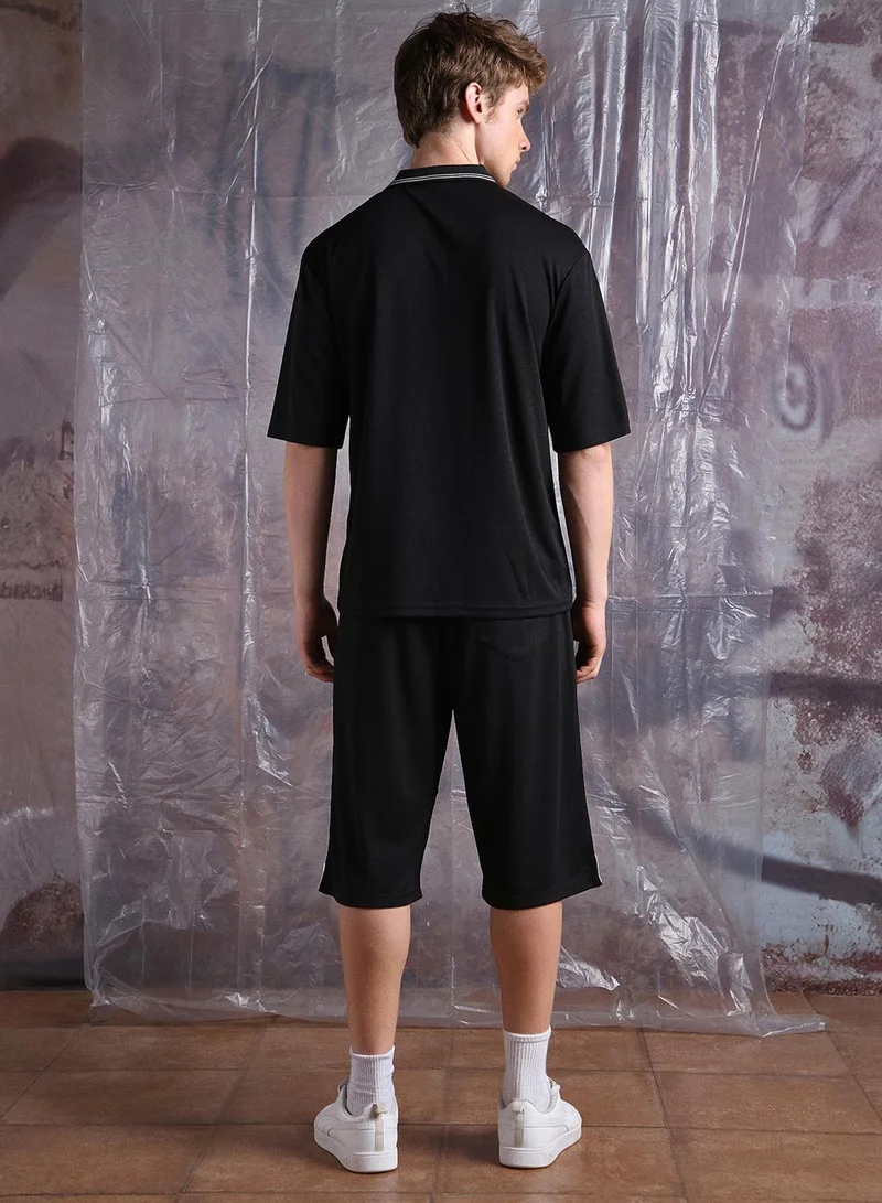 Hubberholme Men Streetletics Printed T-Shirt & Shorts Oversized fit Mesh Co-ord Set