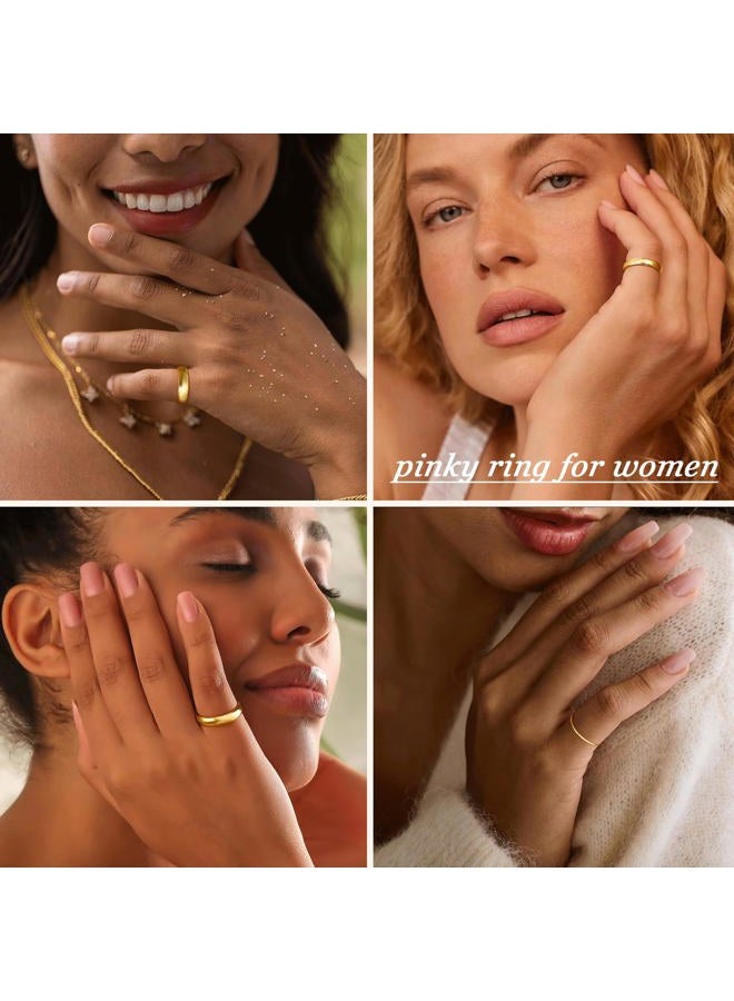 Poxtex Gold Band Rings for Women Men Non Tarnish, Dainty Wedding 14K Gold Plated Ring Set for Couples, Simple Plain Thin Promise Dome Band Thumb Pinky Stackable 1mm 3mm 5mm Jewelry Gift Comfort Fit Size 3-13 - Image 3