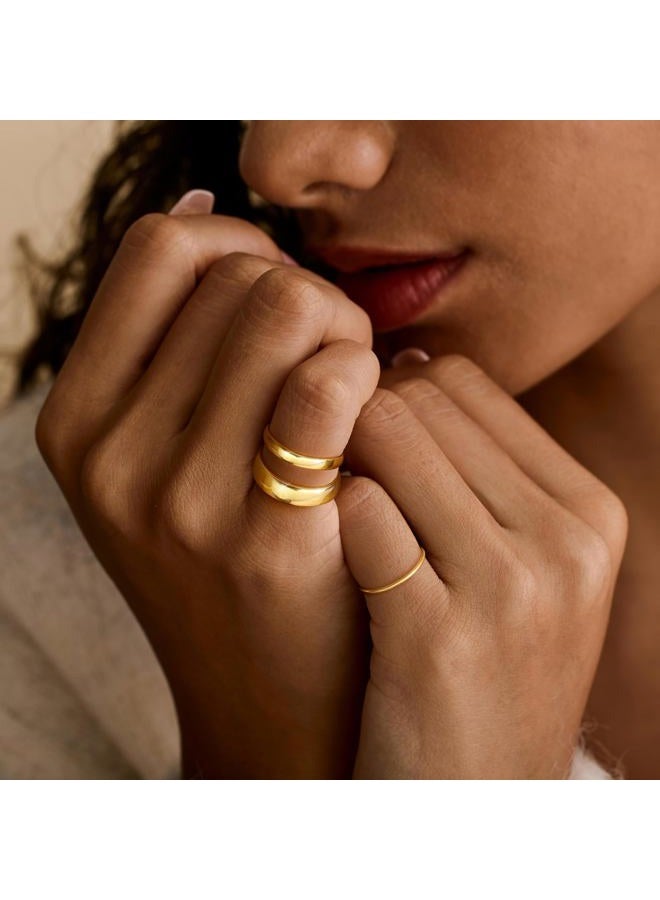 Poxtex Gold Band Rings for Women Men Non Tarnish, Dainty Wedding 14K Gold Plated Ring Set for Couples, Simple Plain Thin Promise Dome Band Thumb Pinky Stackable 1mm 3mm 5mm Jewelry Gift Comfort Fit Size 3-13 - Image 2