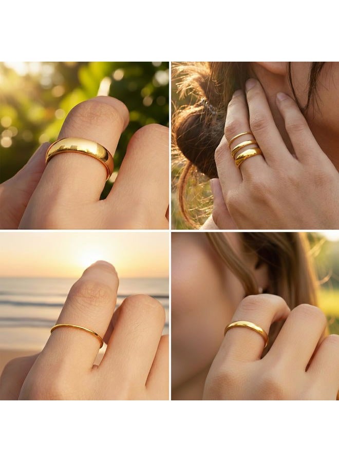 Poxtex Gold Band Rings for Women Men Non Tarnish, Dainty Wedding 14K Gold Plated Ring Set for Couples, Simple Plain Thin Promise Dome Band Thumb Pinky Stackable 1mm 3mm 5mm Jewelry Gift Comfort Fit Size 3-13 - Image 5