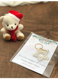 Masalsı Concept Fairytale Concept New Year Hat Keychain and 1 New Year Gift Card Pearl Star Keychain 