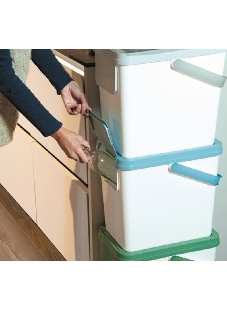 Snips 25L Recycling Bin for Separate Waste Collection – Grey with Light Green Lid, Made in Italy - Image 5