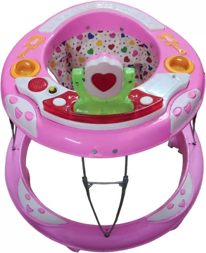Maanit Walker with Foldable, Cushion Seat | Activity Walker for Baby with Musical Toy Bar | Walker Baby 6-18 Months Boys Girls (Pink) - Image 2