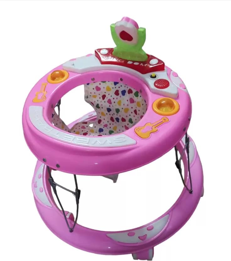 Maanit Walker with Foldable, Cushion Seat | Activity Walker for Baby with Musical Toy Bar | Walker Baby 6-18 Months Boys Girls (Pink) - Image 3