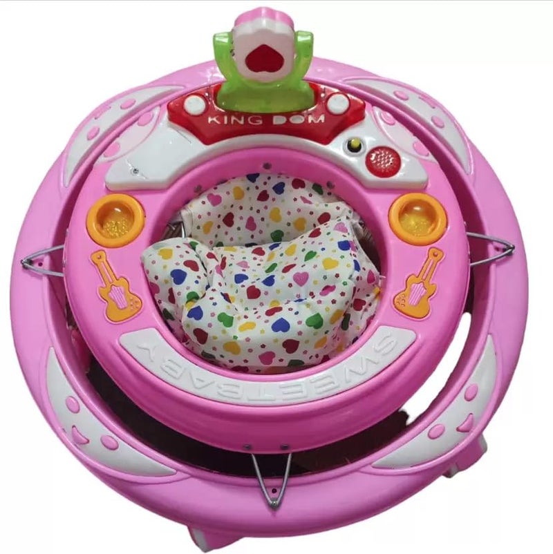 Maanit Walker with Foldable, Cushion Seat | Activity Walker for Baby with Musical Toy Bar | Walker Baby 6-18 Months Boys Girls (Pink) - Image 4