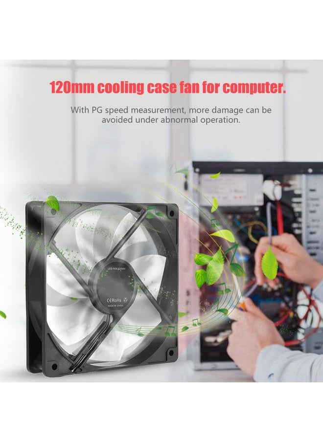 Thoraya 120mm PC Computer Case 12V DC Cooling Fan Large 4PIN & Small 3PIN Interface Cooling Fan (White)  - Image 2