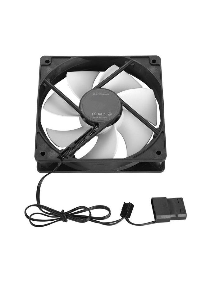 Thoraya 120mm PC Computer Case 12V DC Cooling Fan Large 4PIN & Small 3PIN Interface Cooling Fan (White)  - Image 1