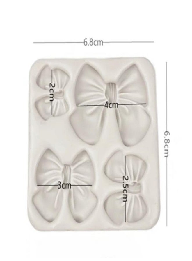 Skytail 4 Cavity Bow Silicone Mold Cute Bow Ribbon Bowknot Fondant Mold for Chocolate Cake Decoration Cupcake Topper Sugarcraft Gumpaste Jelly Ice Cube Polymer Clay Crafts Soap Resin Mold - Image 2