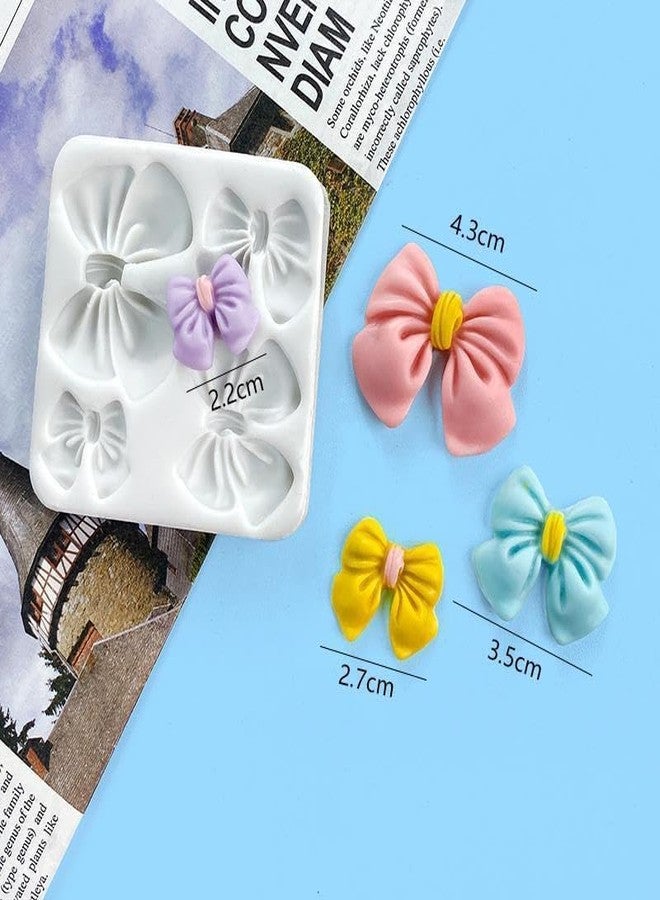 Skytail 4 Cavity Bow Silicone Mold Cute Bow Ribbon Bowknot Fondant Mold for Chocolate Cake Decoration Cupcake Topper Sugarcraft Gumpaste Jelly Ice Cube Polymer Clay Crafts Soap Resin Mold - Image 3