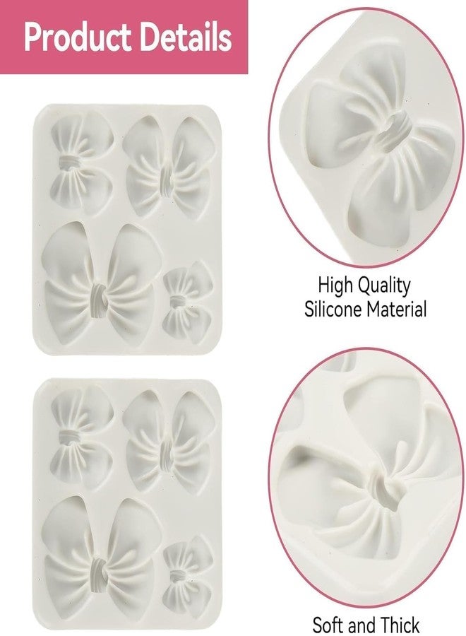 Skytail 4 Cavity Bow Silicone Mold Cute Bow Ribbon Bowknot Fondant Mold for Chocolate Cake Decoration Cupcake Topper Sugarcraft Gumpaste Jelly Ice Cube Polymer Clay Crafts Soap Resin Mold - Image 5