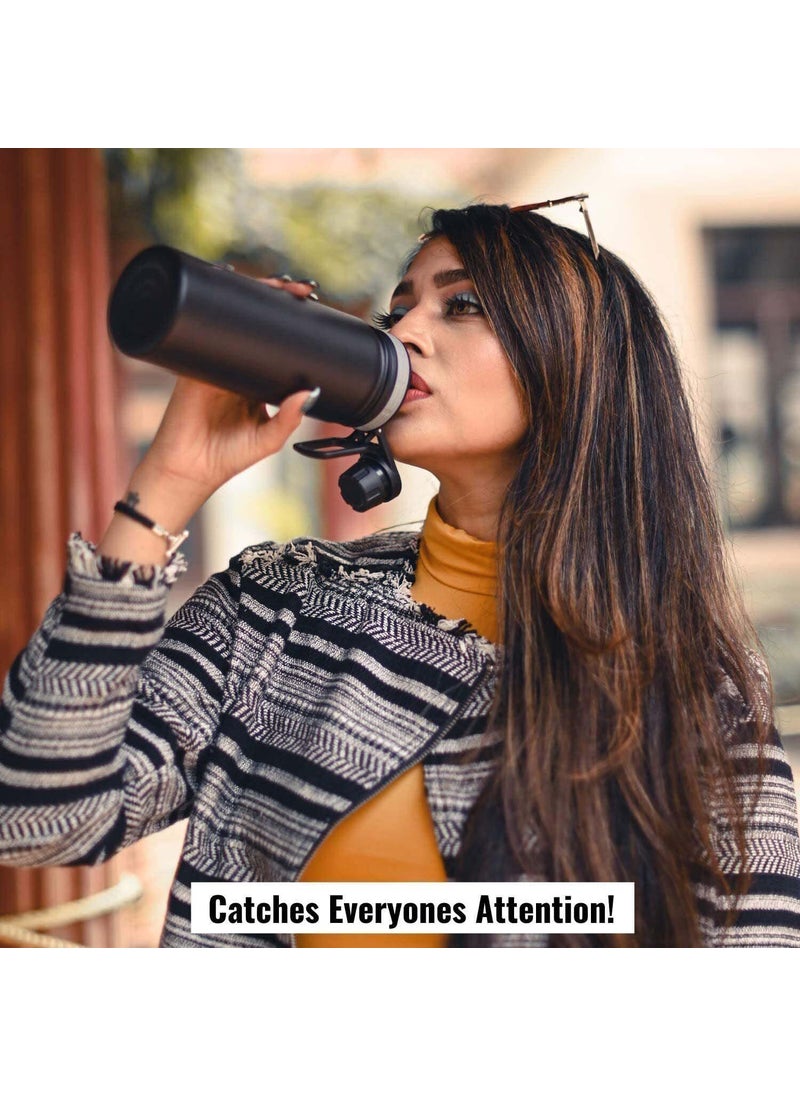 HOMAXA Homaxa 800ML Portable Double Wall Insulated Vacuum Thermos Bottle 24 hrs Hot Hydro Flask Stainless Steel Tumbler Water Bottle 36 hrs Cold Black  - Image 3