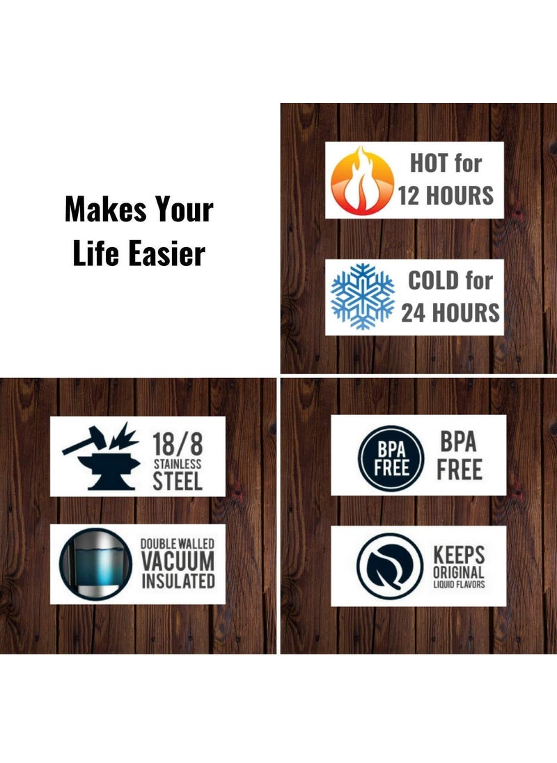 HOMAXA Homaxa 800ML Portable Double Wall Insulated Vacuum Thermos Bottle 24 hrs Hot Hydro Flask Stainless Steel Tumbler Water Bottle 36 hrs Cold Black  - Image 5