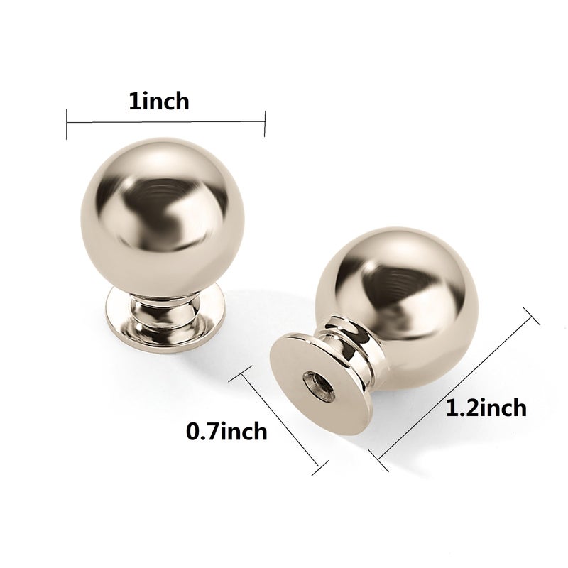 CABDM 6 Pack 1 Inch Vintage Ball Polished Nickel Cabinet Knobs Kitchen Cabinet Hardware Drawer Knobs Pulls for Drawers. - Image 2