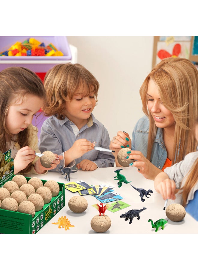 Loquat Toy Dinosaur Egg Archaeological Excavation Suit Children's Educational Handmade Toy Simulation Tyrannosaurus Model Gift-Color:Color Small Dinosaur Egg Suit (Chinese Card) - Image 5