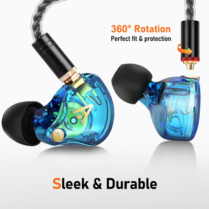 Audiovance Vibes 202M Wired Earbuds - HiFi in Ear Monitor Headphones - Noise Isolating Ear Buds w/ Mic - Clear Sound, Deep Bass & Comfort-Fit Gaming Earphones - MMCX to 3.5mm & Silver Plated Cord, Carrying Case - Image 5