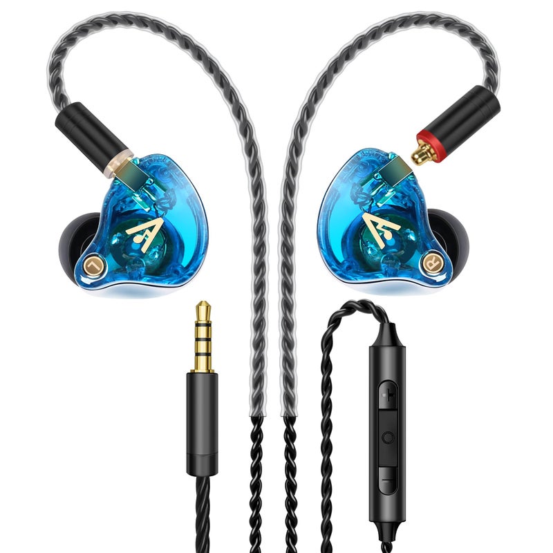 Audiovance Vibes 202M Wired Earbuds - HiFi in Ear Monitor Headphones - Noise Isolating Ear Buds w/ Mic - Clear Sound, Deep Bass & Comfort-Fit Gaming Earphones - MMCX to 3.5mm & Silver Plated Cord, Carrying Case - Image 1