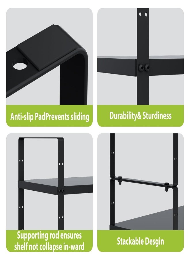 KMUZAWN Expandable Cabinet Shelf Organizer Rack, Stackable Kitchen Counter Storage Shelves Stand, Adjustable Height Pantry Shelf Spice Rack(Black-1 Pack, 8.7" D x 15.4-26.8" W x 9.8" H) - Image 3