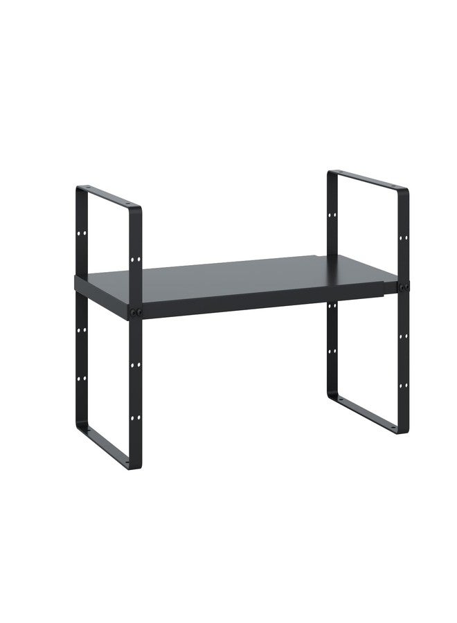 KMUZAWN Expandable Cabinet Shelf Organizer Rack, Stackable Kitchen Counter Storage Shelves Stand, Adjustable Height Pantry Shelf Spice Rack(Black-1 Pack, 8.7" D x 15.4-26.8" W x 9.8" H) - Image 5