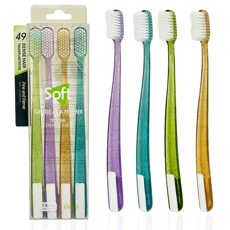 FunBlast Toothbrush for Kids & Adults - Tooth Brush Combo Pack of 4, Super Soft Bristles for Sensitive Teeth, Manual Toothbrush for Kids & Adults, Tooth Brush Set (Multicolor) (4) - Image 1