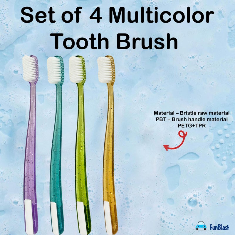 FunBlast Toothbrush for Kids & Adults - Tooth Brush Combo Pack of 4, Super Soft Bristles for Sensitive Teeth, Manual Toothbrush for Kids & Adults, Tooth Brush Set (Multicolor) (4) - Image 3
