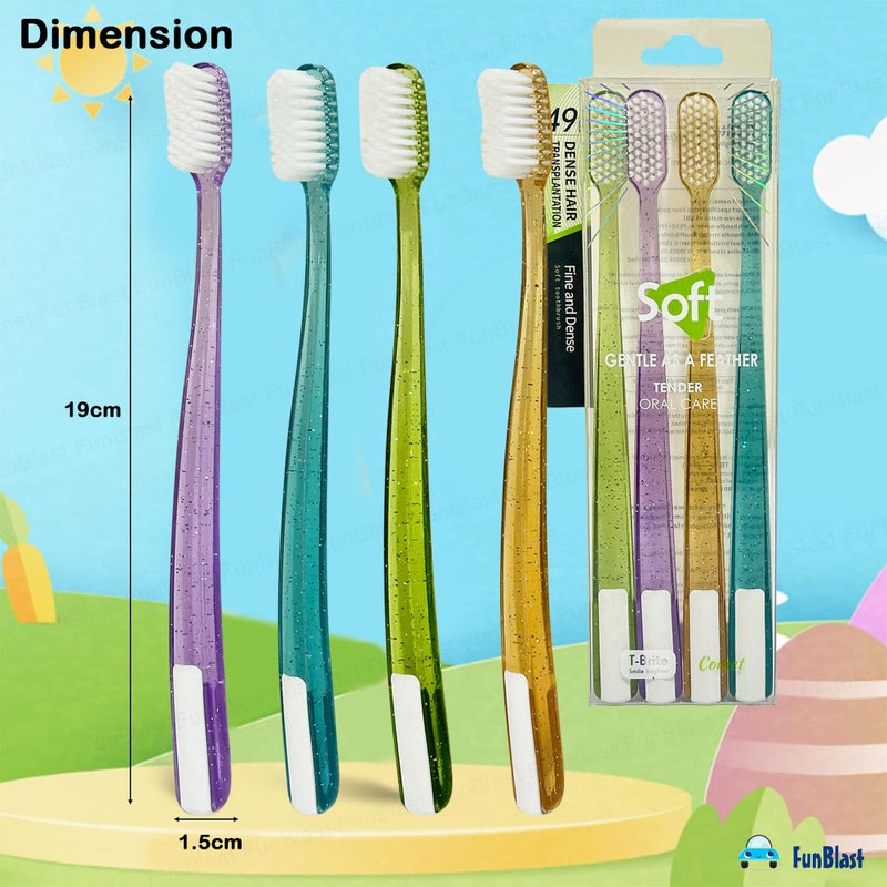 FunBlast Toothbrush for Kids & Adults - Tooth Brush Combo Pack of 4, Super Soft Bristles for Sensitive Teeth, Manual Toothbrush for Kids & Adults, Tooth Brush Set (Multicolor) (4) - Image 2