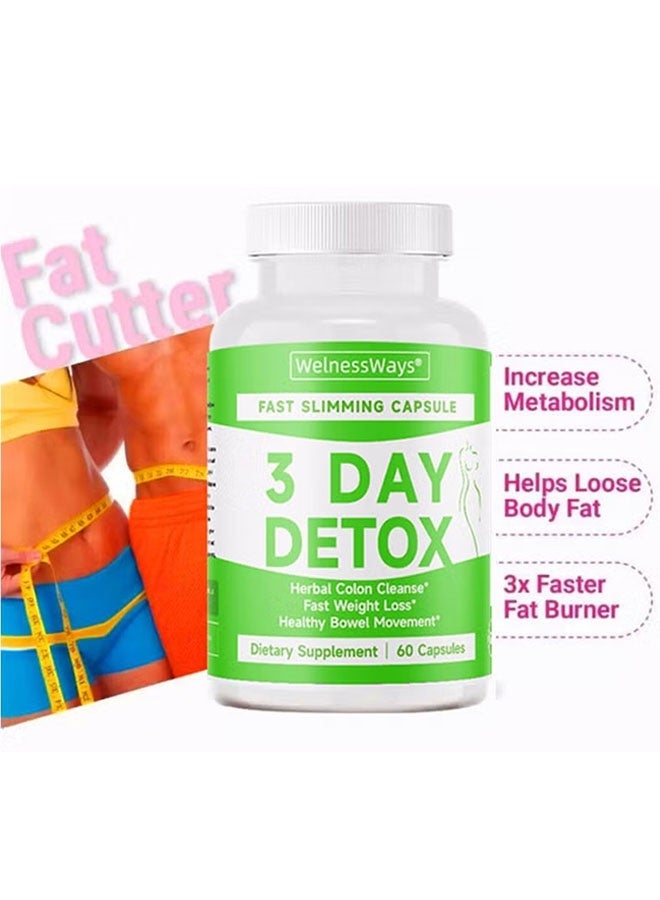 WelnessWays 3 Day Detox Fast Slimming Capsule 60 Capsules, Health and Safe, Burn Tummy Fat and Boosts Metabolism, Dietary Supplement - Image 3