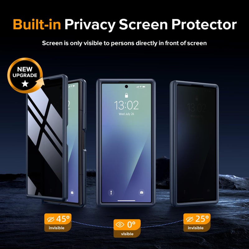 MOBOSI for Z Fold 7 Case with Rotatable Ring Stand & Privacy Screen Protector, Compatible with Magsafe, 18FT MIL-Grade Protection, Magnetic Shockproof Slim Case for Samsung Galaxy Z Fold7, Black - Image 3