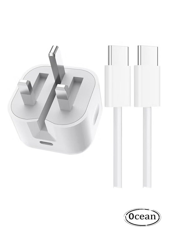 أوشن اي فون شاحن سريع للطي 35W ج ميناء ، مع 1M اي فون شحن سريع كابل من ج إلى ج ، الناقل التسلسلي العام ج التوصيل ، متوافق مع اي فون 16 / زائد / برو ماكس / آي باد / الهواء / ميني ، سامسونج S24 ، الخ . - Image 1