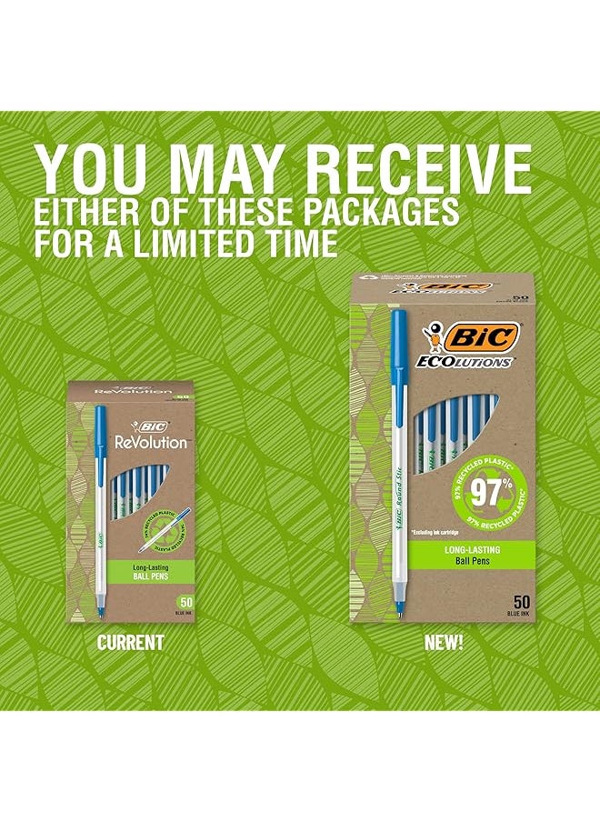 Bic - Ecolutions Round Stick Ballpoint Pen Medium Point 1.0Mm Blue 50 Count - Image 1