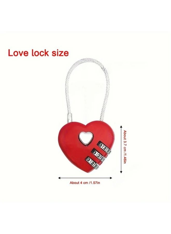 Pink Mini Heart Shaped Combination Padlock Zinc Alloy Wire Rope Code Lock For Suitcases - Image 4
