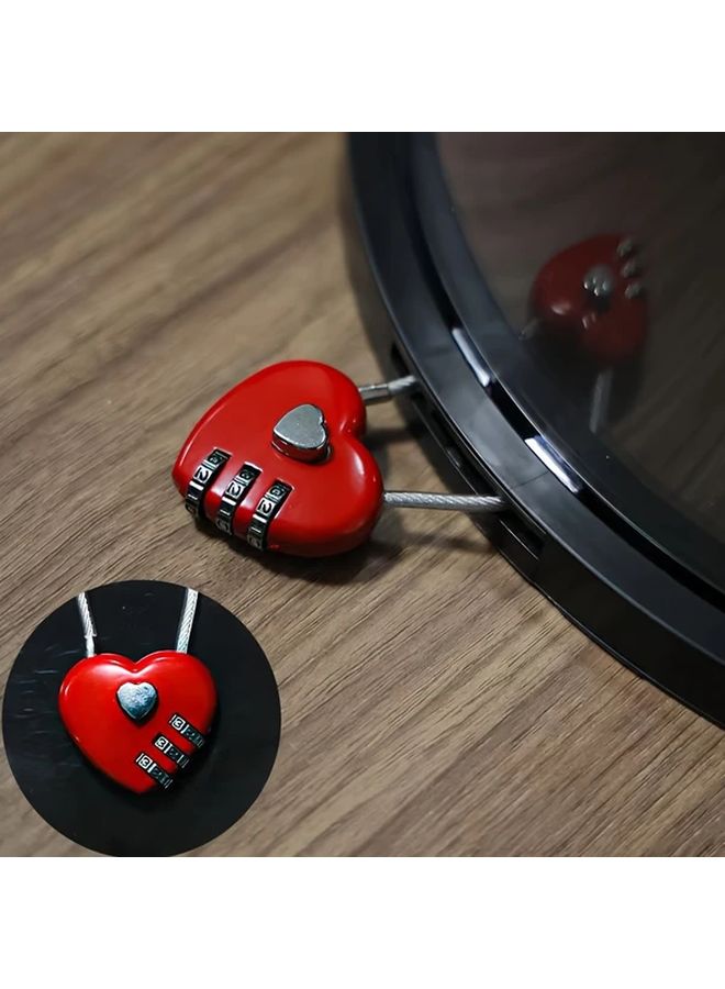 Pink Mini Heart Shaped Combination Padlock Zinc Alloy Wire Rope Code Lock For Suitcases - Image 3