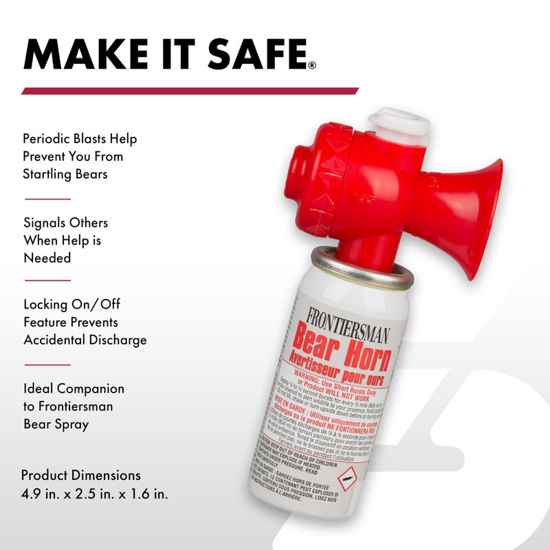 SABRE Frontiersman Bear Horn, Extremely Loud 130dB Sound Heard Up to Â½ Mile (805 m) Away, 60 1/4-Second Bursts, Warn Bears & Give Them a Chance to Leave, On/Off Feature, Compact Size for Easy Carry - Image 2