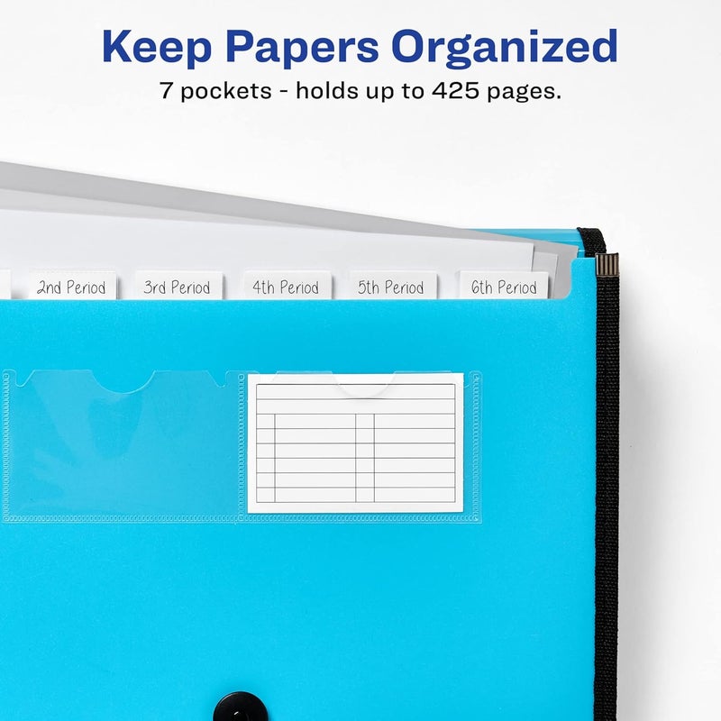 AVERY Expanding File Folder Organizer, 7-Pocket Accordion File Organizer, Aqua, Holds 425 Letter/A4-Size Sheets (73551) - Image 5