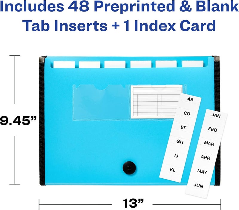 AVERY Expanding File Folder Organizer, 7-Pocket Accordion File Organizer, Aqua, Holds 425 Letter/A4-Size Sheets (73551) - Image 3
