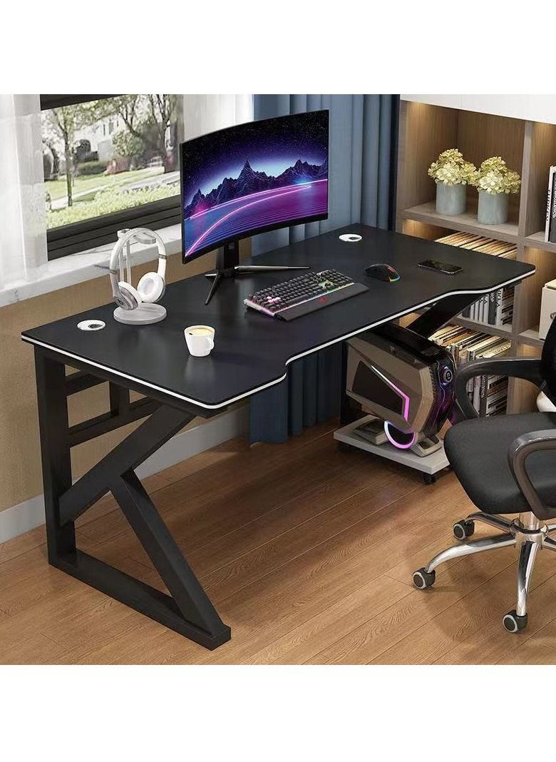 Arabest 39 Inch Gaming Desk, K-Shape Computer Desk, Gamer Workstation for Home Office,Gaming Desk 120cm Ergonomic Gamer Workstation Gamer,Large Compuster Desk with Mainframe Holder Black  - Image 1