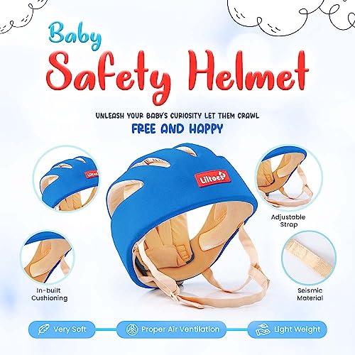 LILTOES Baby Head Protector for Safety of Kids 6M to 60M- Baby Safety Helmet with Proper Air Ventilation & Corner Guard Protection + Baby Kneepads for Crawling (Royal Blue) - Image 2