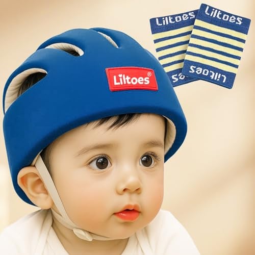 LILTOES Baby Head Protector for Safety of Kids 6M to 60M- Baby Safety Helmet with Proper Air Ventilation & Corner Guard Protection + Baby Kneepads for Crawling (Royal Blue) - Image 1