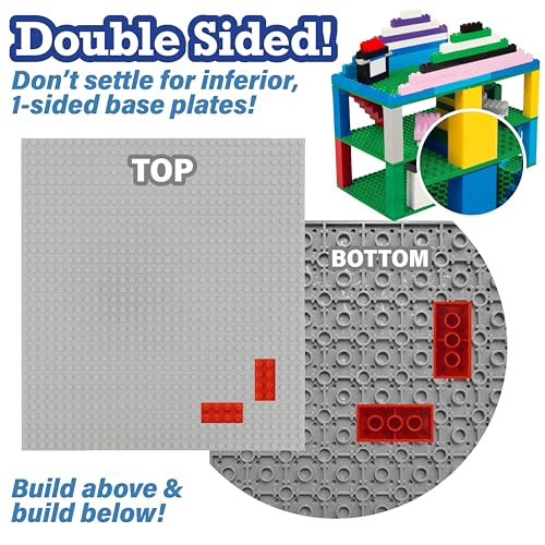 SCS Direct Bricks Building Blocks Baseplates - Large 10" x 10" Stackable - Variety Pack Plates with Dual Connectivity(6 Pk) Compatible with and Tight Fit All Major Building Blocks Brands, Gift - Image 4