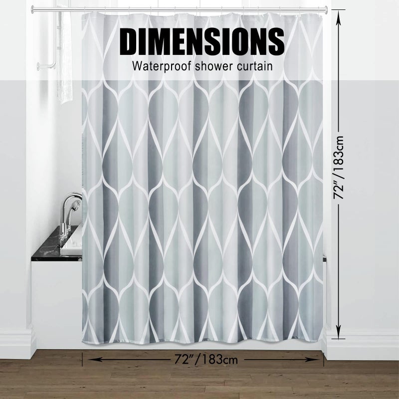 Gelbchu Grey Fabric Shower Curtain  Waterproof Design and Polyester  Quick-Drying  Weighted Hem  Shower Curtains Set for Bathroom W 72 x H 72  Machine Washable with 12 Hooks - Image 5