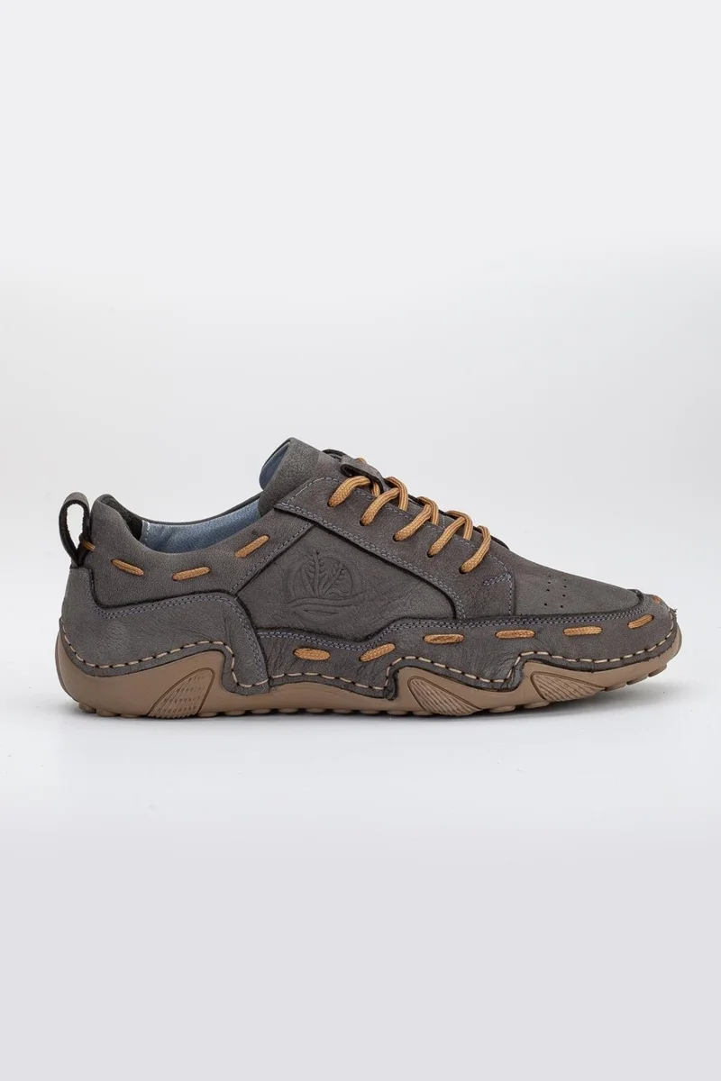 Dilimler Ayakkabı Slices Shoes Nubuck Leather Tied Gray Men's Casual Shoes