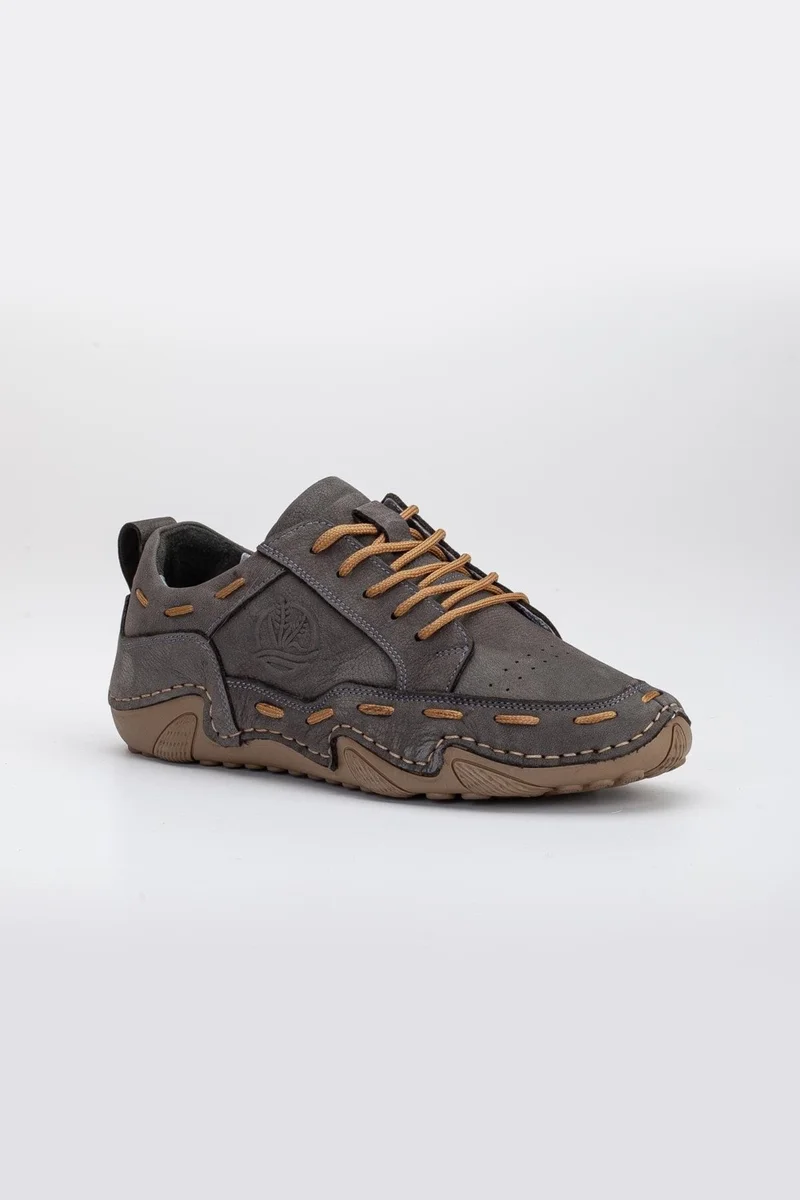Dilimler Ayakkabı Slices Shoes Nubuck Leather Tied Gray Men's Casual Shoes